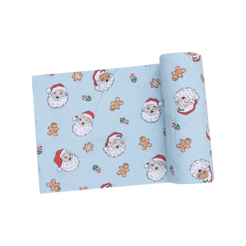 Swaddle Blanket - Vintage Santas Blue