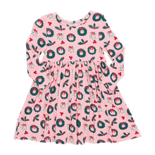 Girls Bamboo Steph Dress - Wreaths and Holly