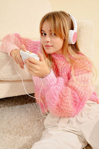 Girls Knitted Sweater, Pink