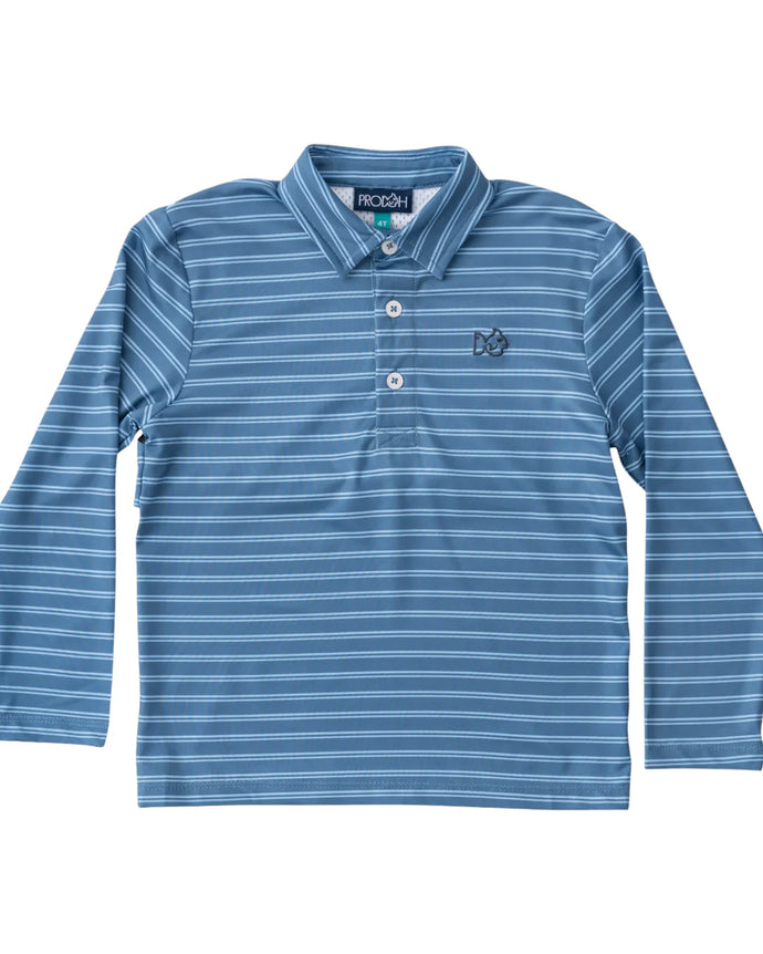 LS Pro Performance Polo, Bluefin and Powder Blue Stripe