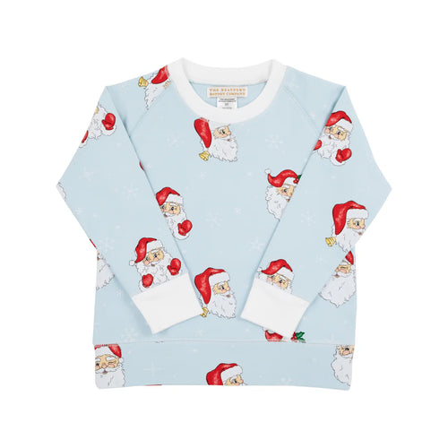 Cassidy Comfy Crewneck (Unisex) Dear Santa (Buckhead Blue) with Worth Avenue White