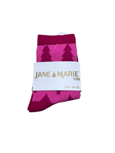 Kids Holiday Socks, Pink Christmas