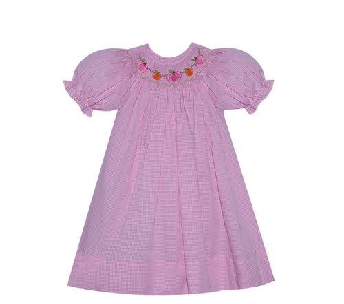 Pink Georgette Smocked Pumpkin Dress 4t