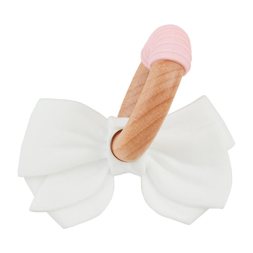 White Bow Teething Ring