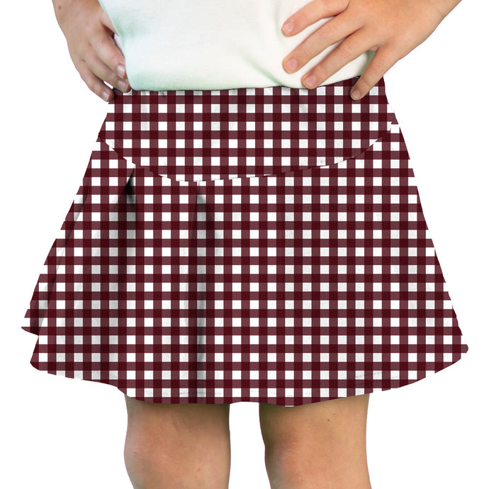 Tennis Skort in Maroon Gingham