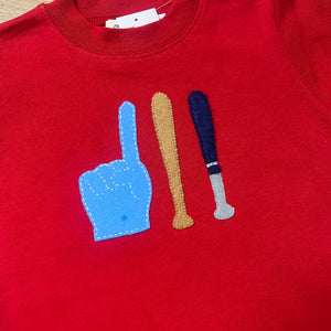 Short Sleeve Red Shirt, Baseball Foam Finger & Baseball Bats