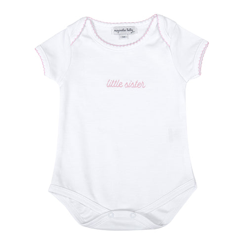 Little Sister Pink Trim SS Bodysuit