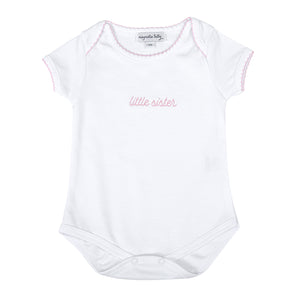 Little Sister Pink Trim SS Bodysuit