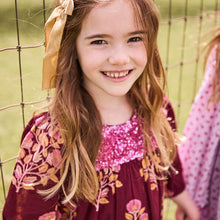 Girls Fiona Dress - Burgundy Bouquet Floral