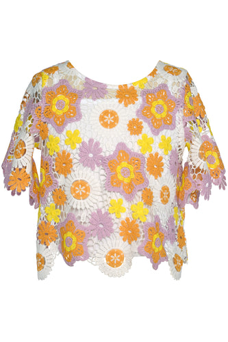 Yellow Flower Crochet Top