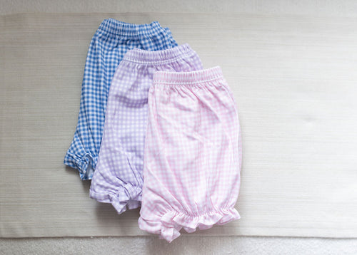 Girls Pima Knit Bloomers, Pink Gingham