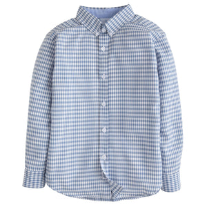 Button Down Shirt Gray Blue Gingham