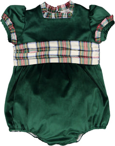 Emerald Green Velvet Romper