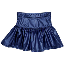 Slick Metallic Gathered Skort in Navy