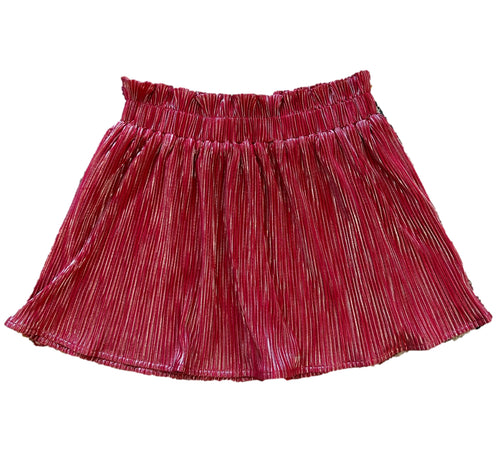 Kids Red/Silver Ribbed Skort