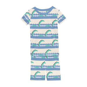 Short Sleeve Pajama Set with Shorts - Natural Sea Monster