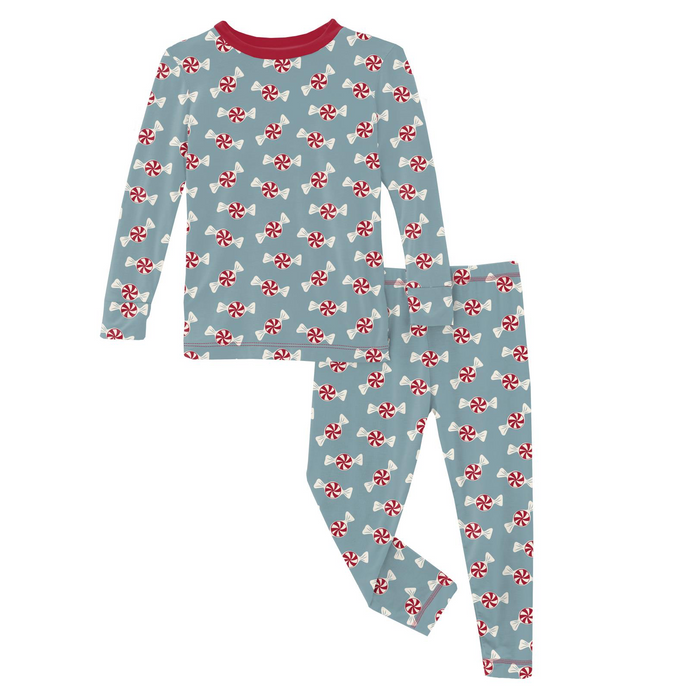 Long Sleeve Pajama Set Stormy Sea Peppermints