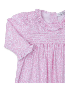 Pink Fall Flower Patch Smocked Playsuit