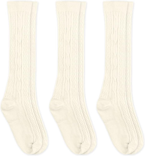 Ivory Cable Knee High Socks, Jefferies 1625