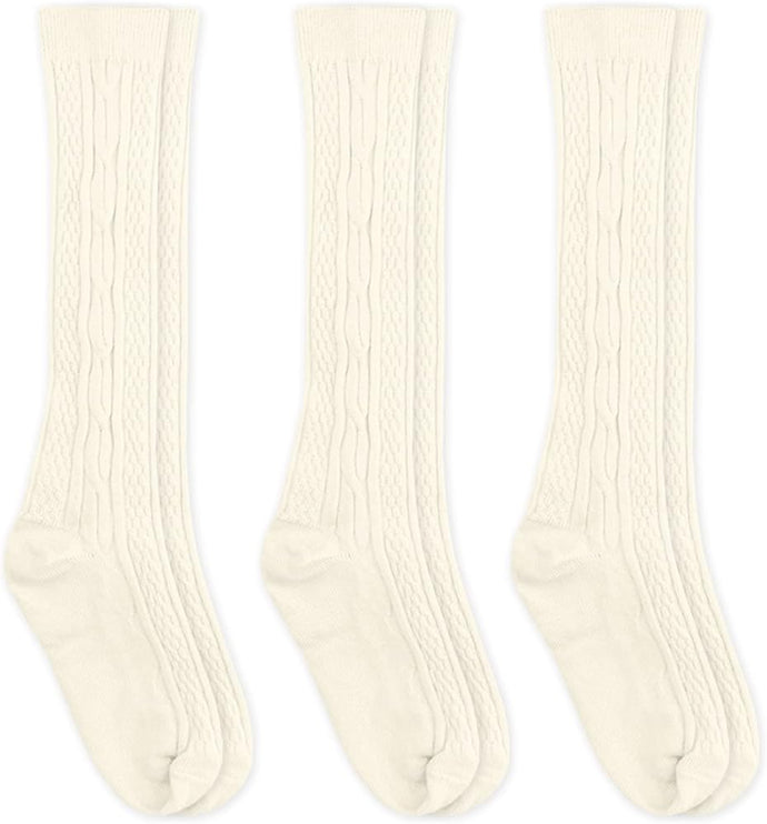 Ivory Cable Knee High Socks, Jefferies 1625