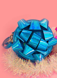 Blue Holographic, Glitzy Gift Ribbon Handbag