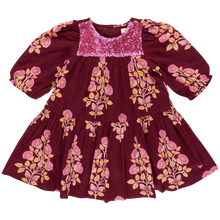 Girls Fiona Dress - Burgundy Bouquet Floral