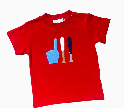 Short Sleeve Red Shirt, Baseball Foam Finger & Baseball Bats