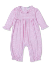 Pink Fall Flower Patch Smocked Playsuit