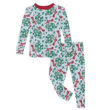 Long Sleeve Pajama Set illusion Blue Mistletoe