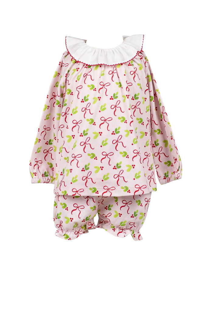 Holly Bows Girl Bloomer Set