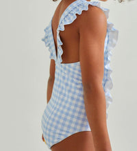 Oasis Blue Gingham Ruffle One Piece