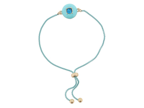 KIDS LIGHT BLUE ENAMEL WITH TEAL CRYSTAL CIRCLE BRACELET