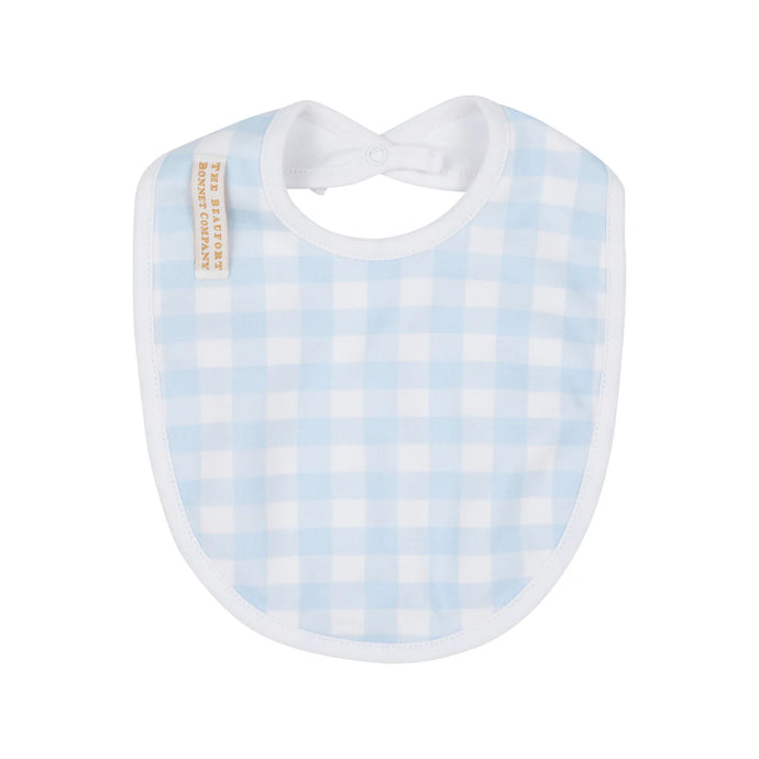 Burp Me Bib Buckheqd Blue Gingham With Worth Avenue White