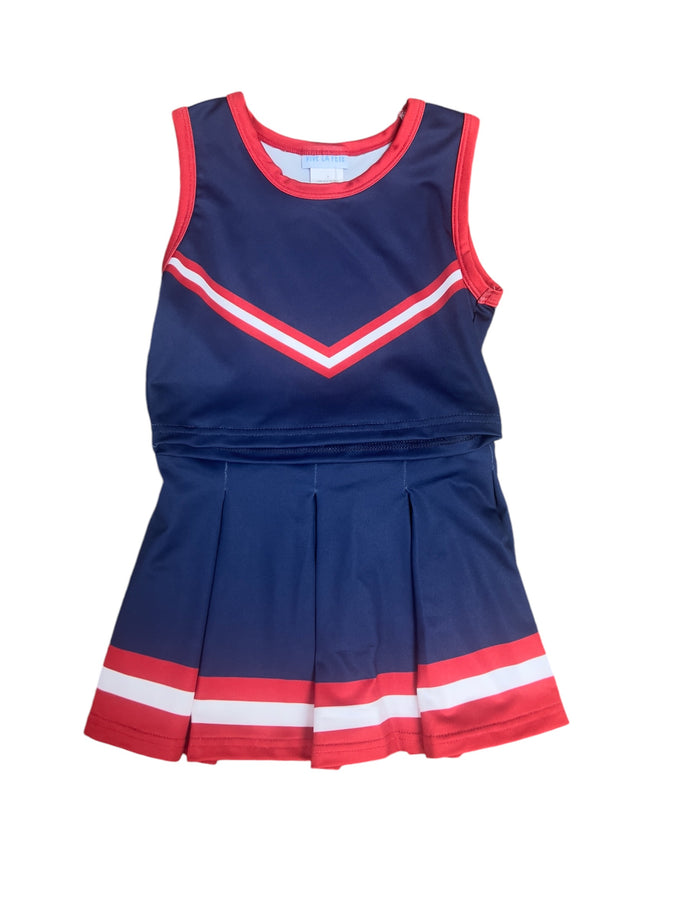 Navy & Red Sleeveless Cheerleader Set