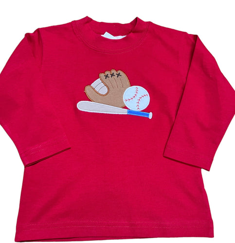 L/S Tee, Baseball on Red
