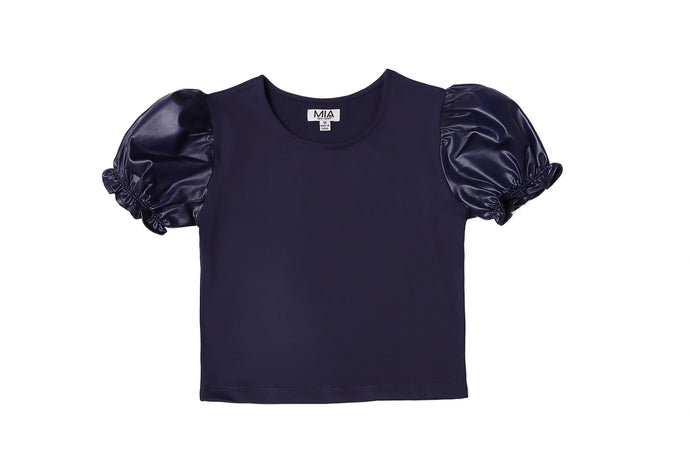 Navy Puff Top