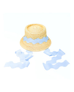 Harbor Hat w/ Blue Scalloped Ribbon (Girls)
