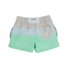 Country Club Colorblock Trunks, Sandy Springs Stone/ Buckhead Blue/ Grace Bay Green