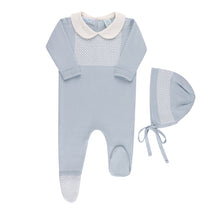 Boys Jacquard Collared Knit Romper & Bonnet