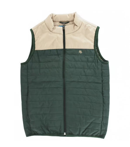 QUILTED VEST-FOREST/TAN