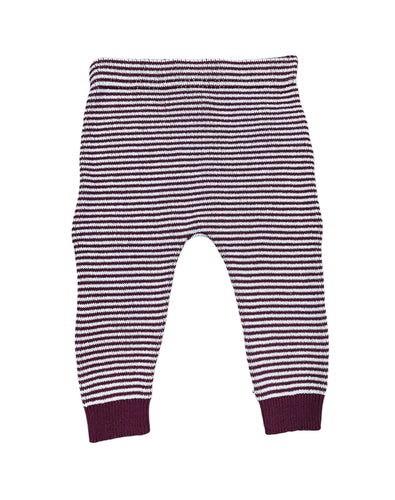 Knit Baby Pull On Pant -Mini Stripe Burgundy/White