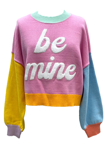 Kids Multi Pastel Colorblock Be Mine Sweater