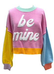 Kids Multi Pastel Colorblock Be Mine Sweater