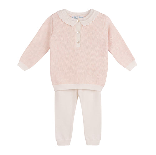 Girls Blush Chevron Knit Set