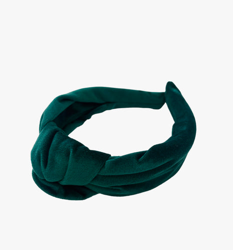 Forest Green Adult Velvet Knotted Headband