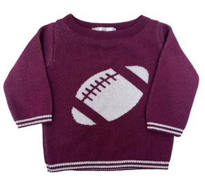 Crewneck Sweater Baby -Burgundy w/ Football in White