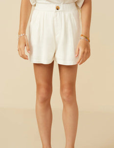 Girls Pleated Detail Button Front Shorts
