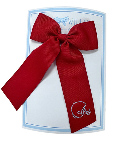 Red w/ Light Blue Helmet Long-Tail Bow