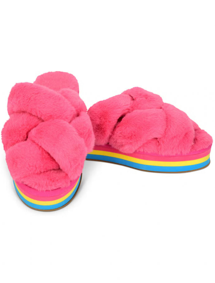 Furry Platform Slippers