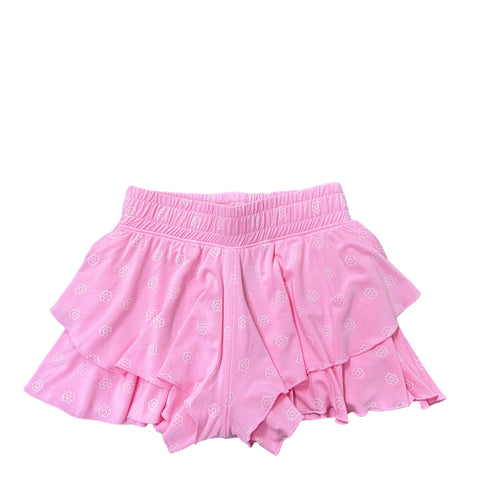 Floral Ruffle Short, Candy Pink